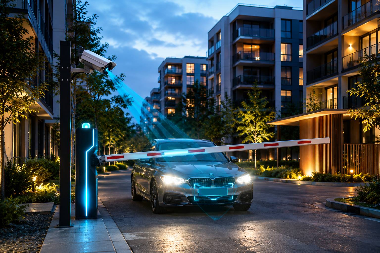 Автоматизированный въезд в жилой комплекс: ANPR-камера и шлагбаум SmartGate распознают номер автомобиля
